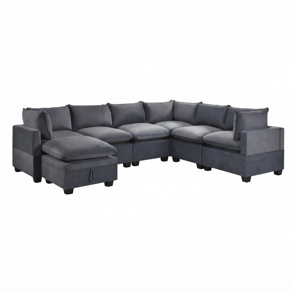 AMODA - L Corner Sofa — All Colour Selection Wooden Frame L Corner Sofa