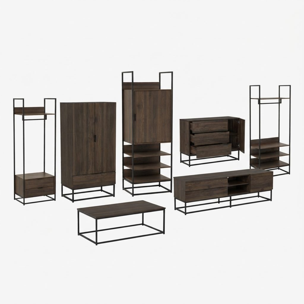 CAPRI - Essential Living Series — Walnut Laminated Board / Metal Leg