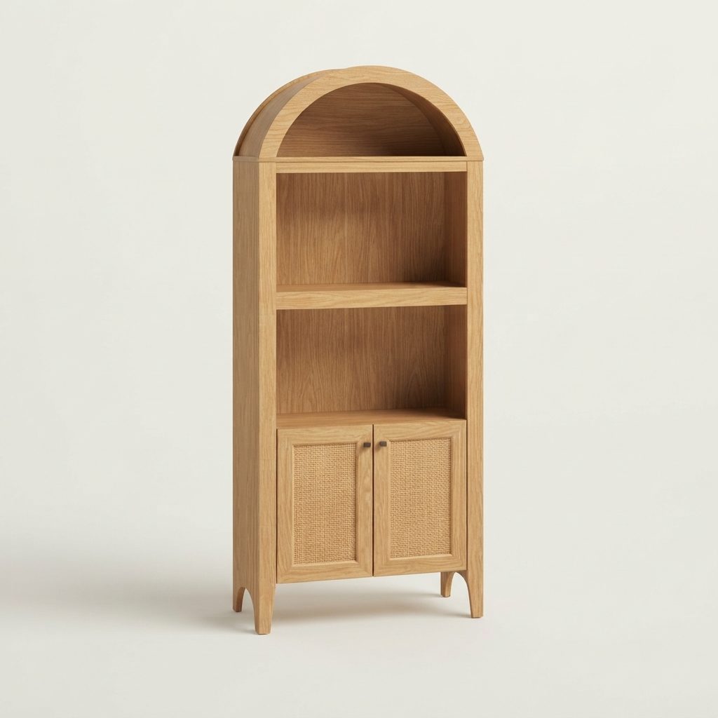 DAVIN - Retro Display Cabinet — Natural Muji Chip Board Display Cabinet