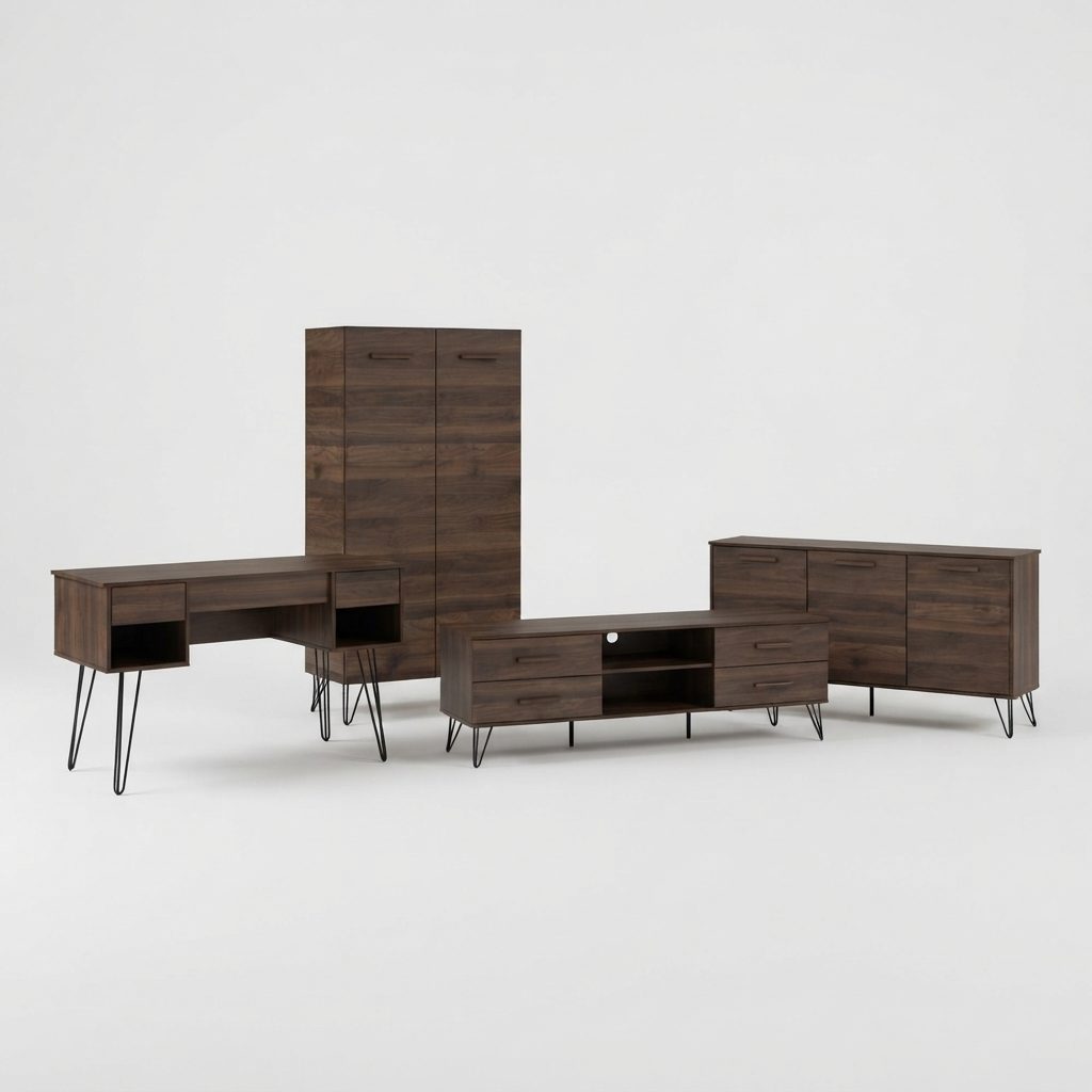 FIPINA - Living Series — WALNUT TABLE LEG: METAL TABLE TOP: LAMINATED BOARD Factory Style