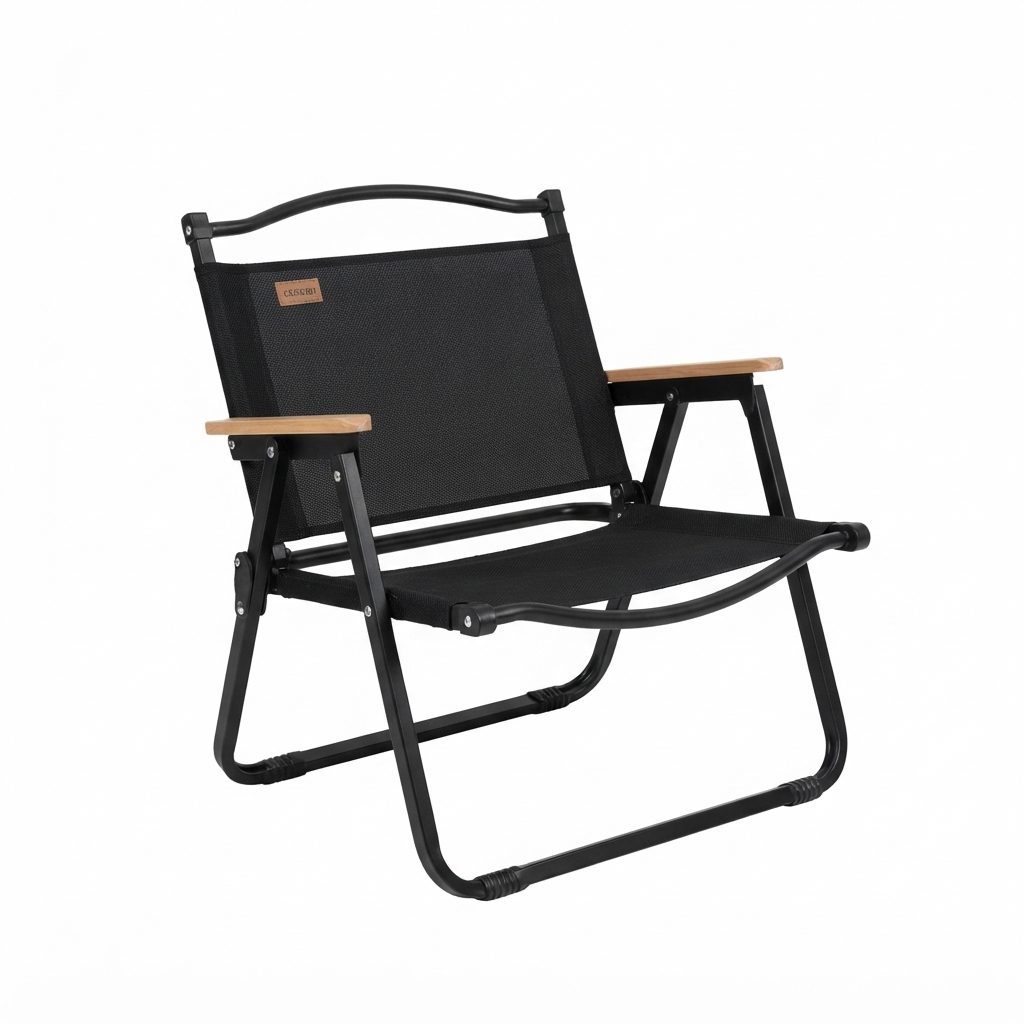 CAMPING CHAIR — Black Metal / Wood Handle Chair & Others