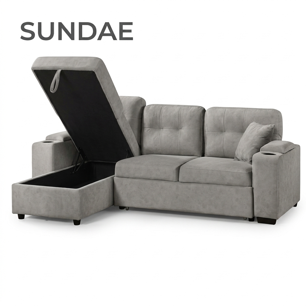 SUNDAE - Open Storage L Shape Sofa