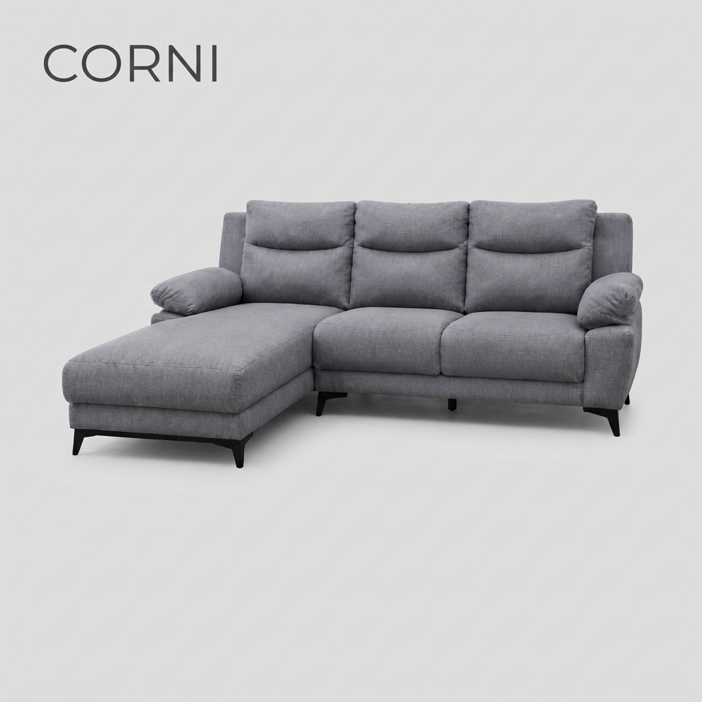 CORNI - 2+1 L Shape Sofa (GREY)