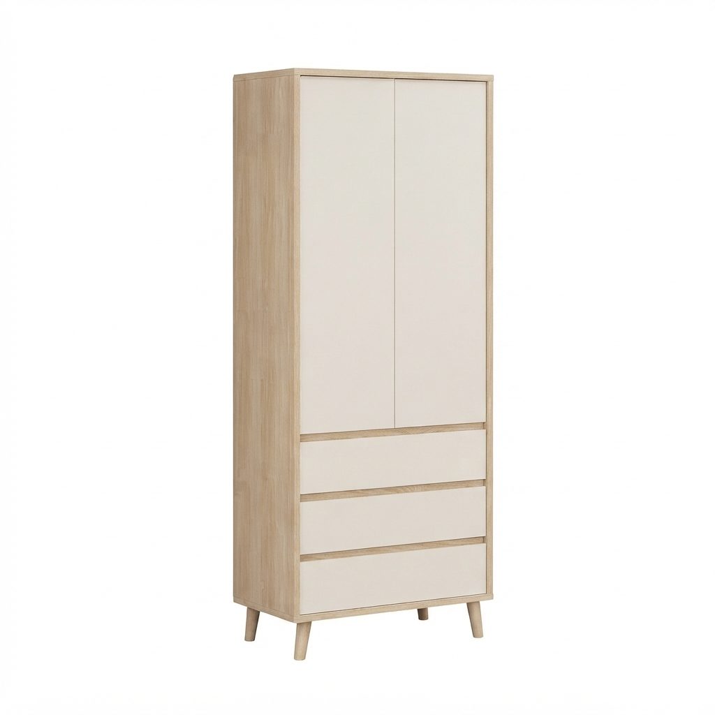 MUJI - Open Door Wardrobe — High Gloss white Door , nateral Wood Colour ChipBoard & MDF High Gloss Door Wardrobe - photo 2