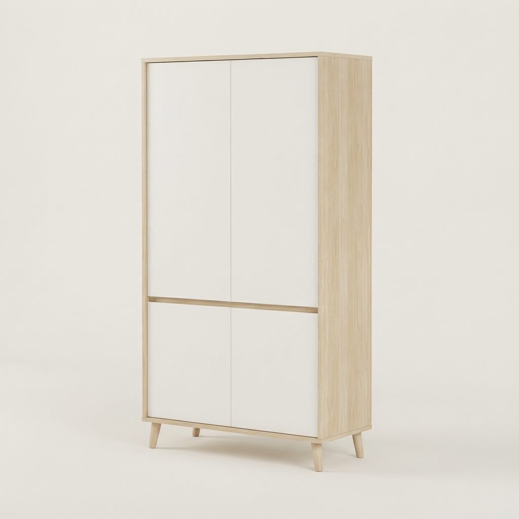 MUJI - Open Door Wardrobe — High Gloss white Door , nateral Wood Colour ChipBoard & MDF High Gloss Door Wardrobe - photo 2