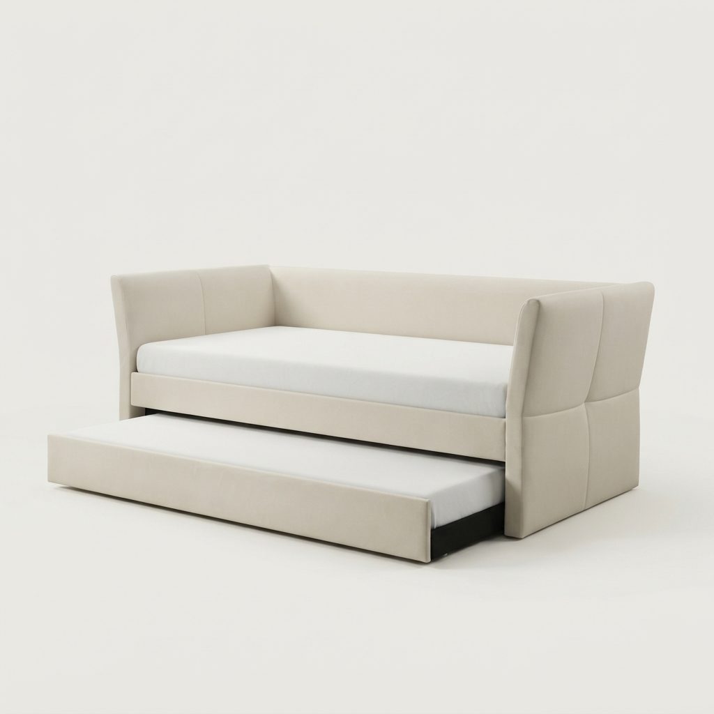 STAYDI - Sofa Bed — White / Grey Wooden Frame