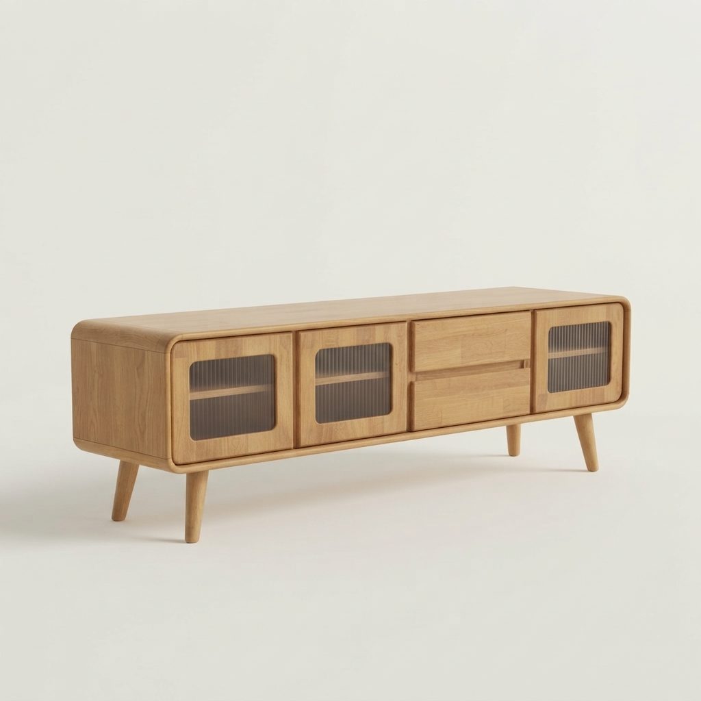 AKON - Muji  Living Hall Set — Natural Rubber Wood Colour Wood Muji Style