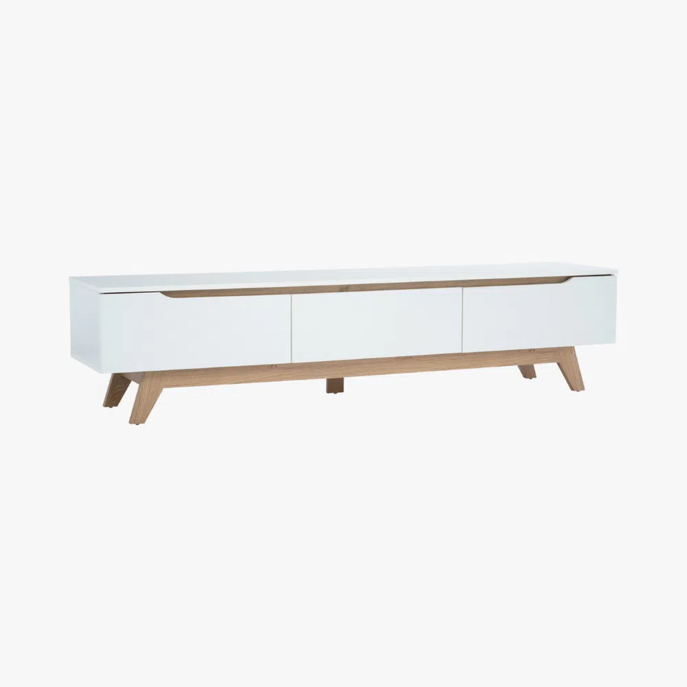 Rando TV Cabinet 1.8m — White / Natural LAMINATED BOARD