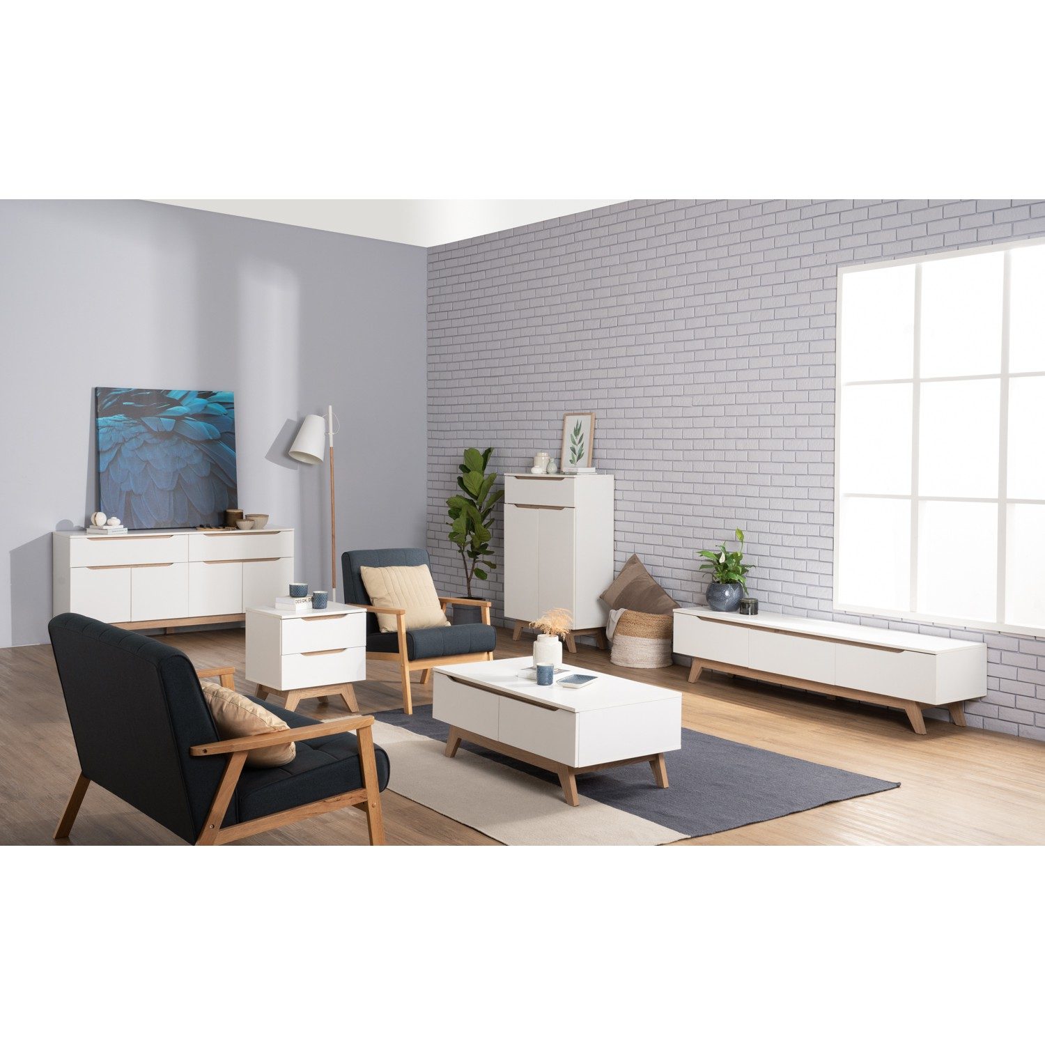 Rando TV Cabinet 1.8m — White / Natural LAMINATED BOARD - photo 3