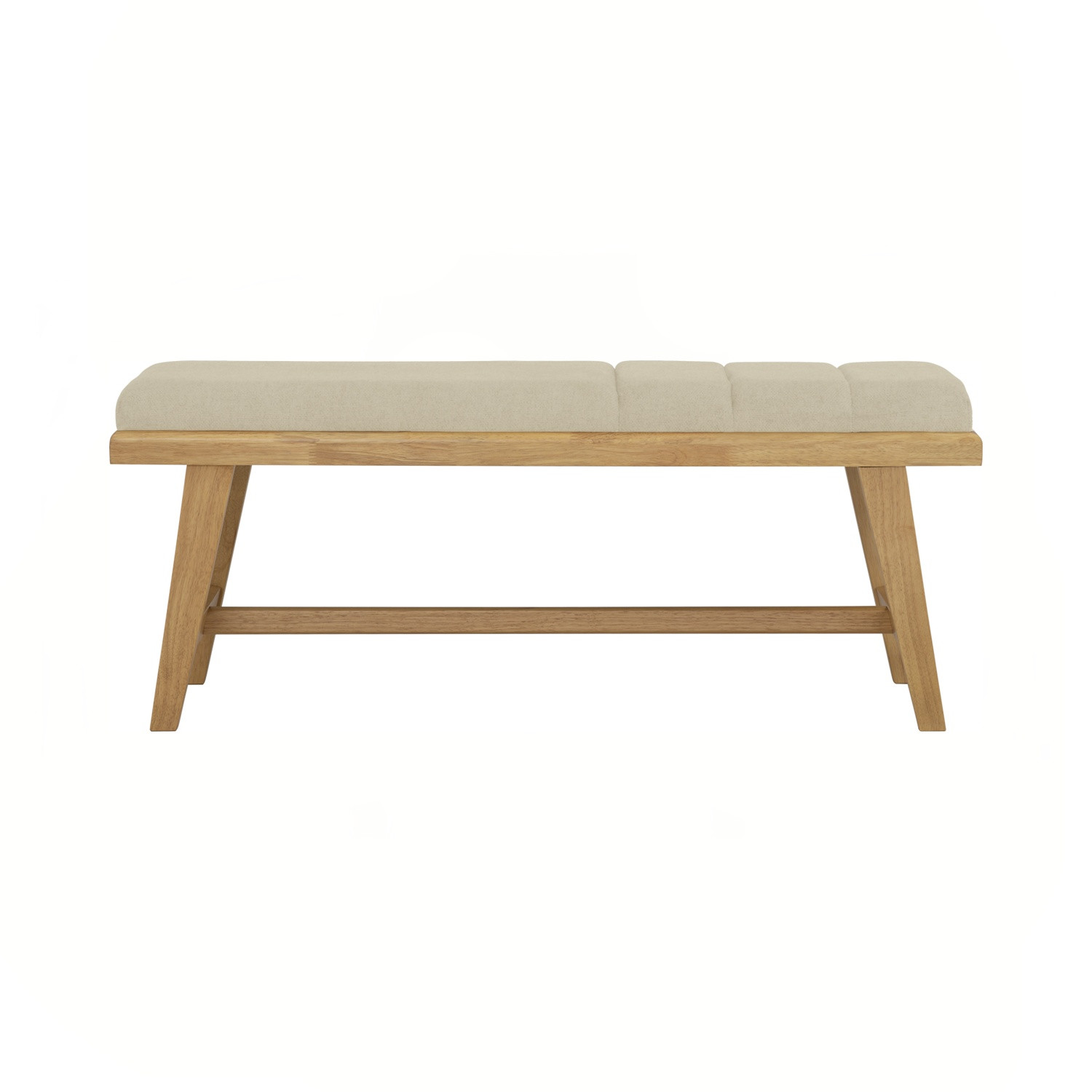Naom Bench Chair 1.15m — Ash Woof & Grey / Beige & Natural Wood / Cusion Seat - photo 2