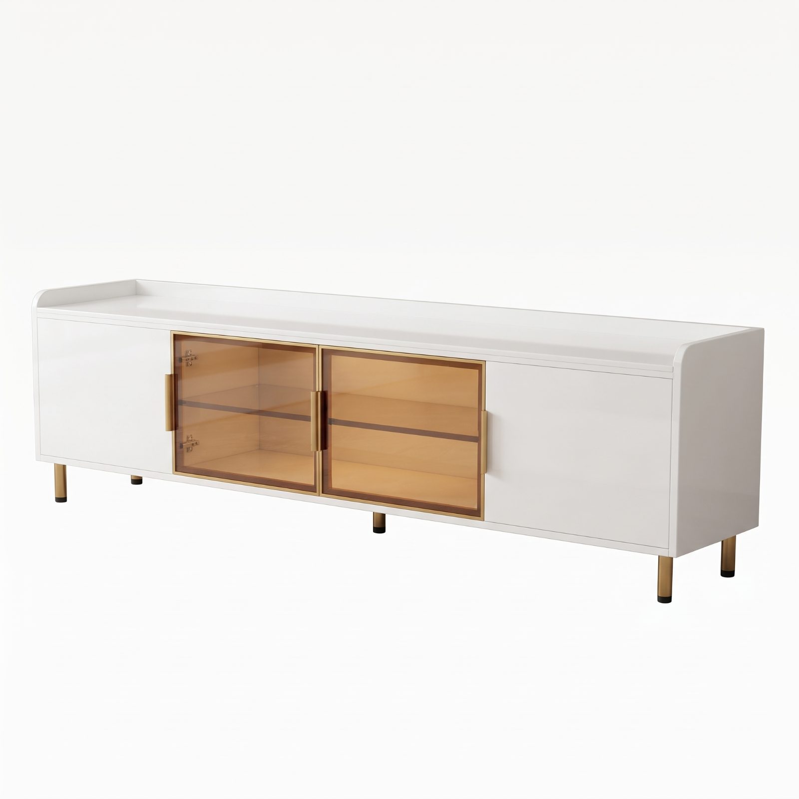 ZUEN White Living Series — White ( High Gloss) MDF Board / Glass Door / High Gloss Painted Boutique Hotel Choice