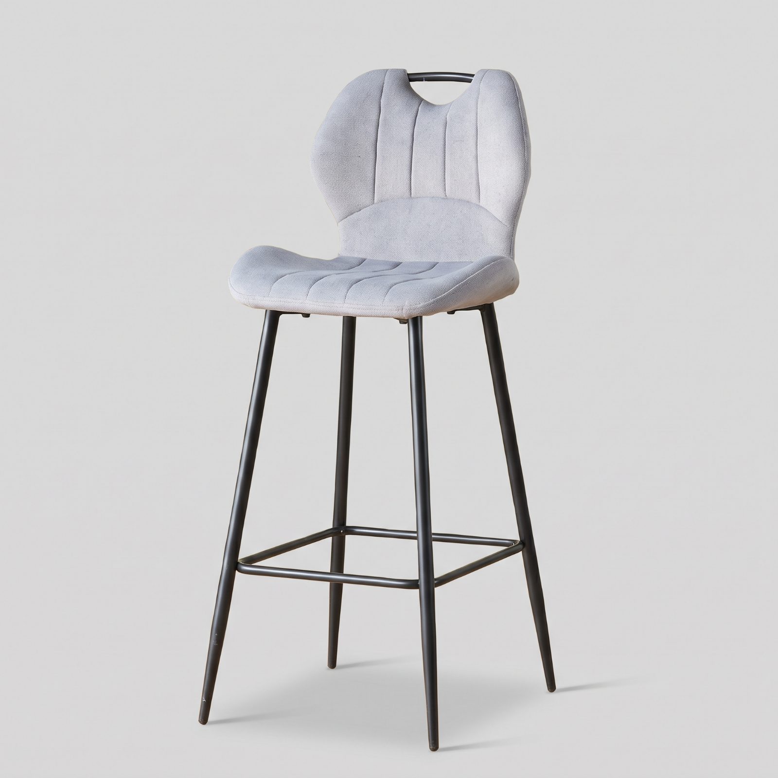 JIUBA - Bar Chair — Brown / Cream / Grey Cusion Seat / Metal Leg Bar & Counter Stool