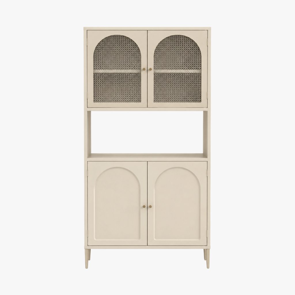 Jellow Display Cabinet — Light Beige Body: Spray Paint Steel Door: Ribbed Glass Display Cabinet - photo 2