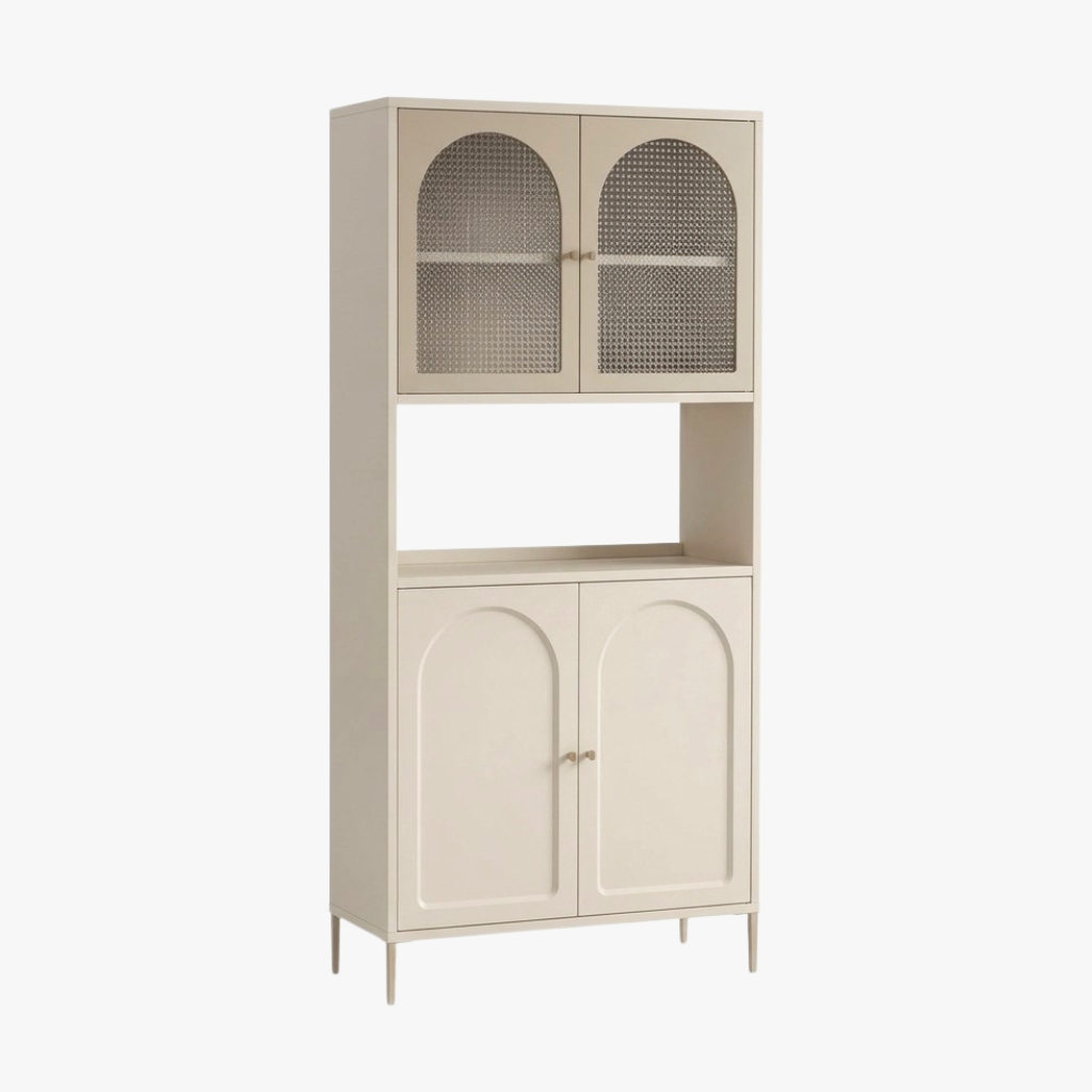 Jellow Display Cabinet — Light Beige Body: Spray Paint Steel Door: Ribbed Glass Display Cabinet