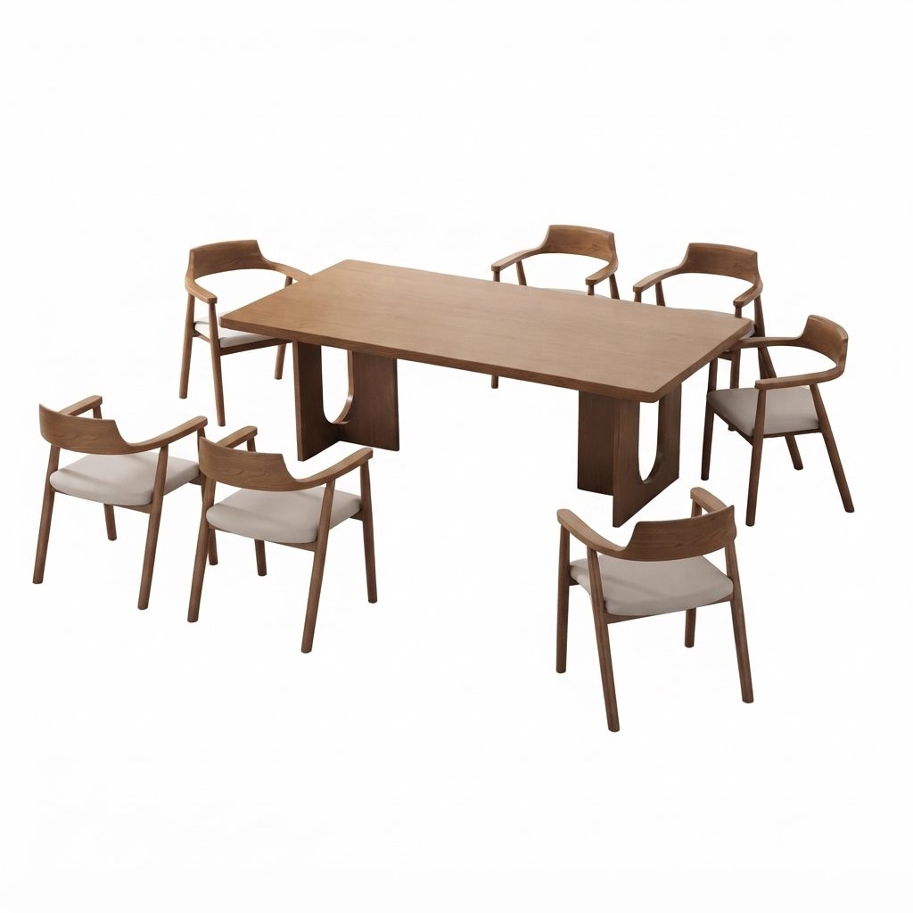 JEROD - Dining Set — Walnut Wood