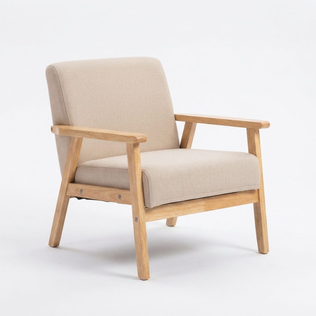KOHI - Wooden Arm Sofa — BEIGE Wood