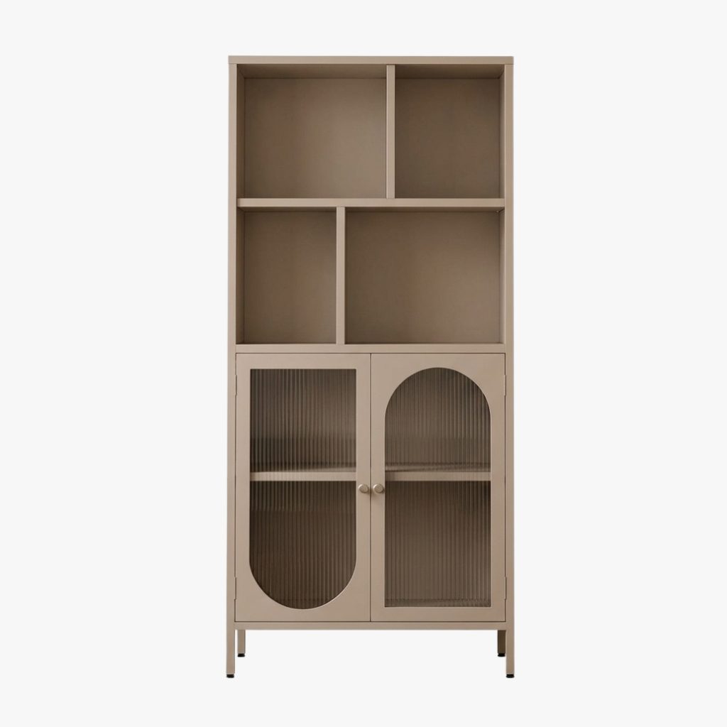 NOLA Display Cabinet — Beige Body: Spray Paint Steel Door: Ribbed Glass Display Cabinet - photo 3