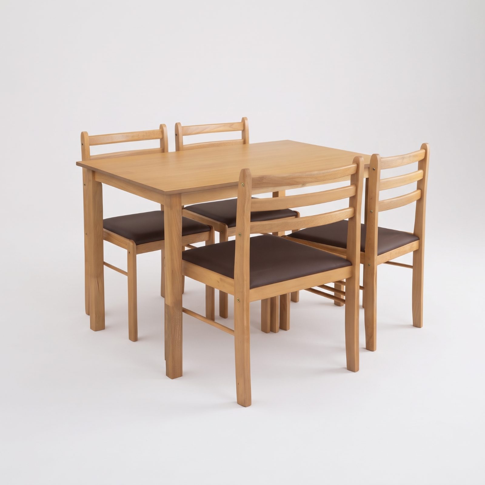 STARTER - Dining Set — Natural Rubber Wood Colour Wood Muji Style