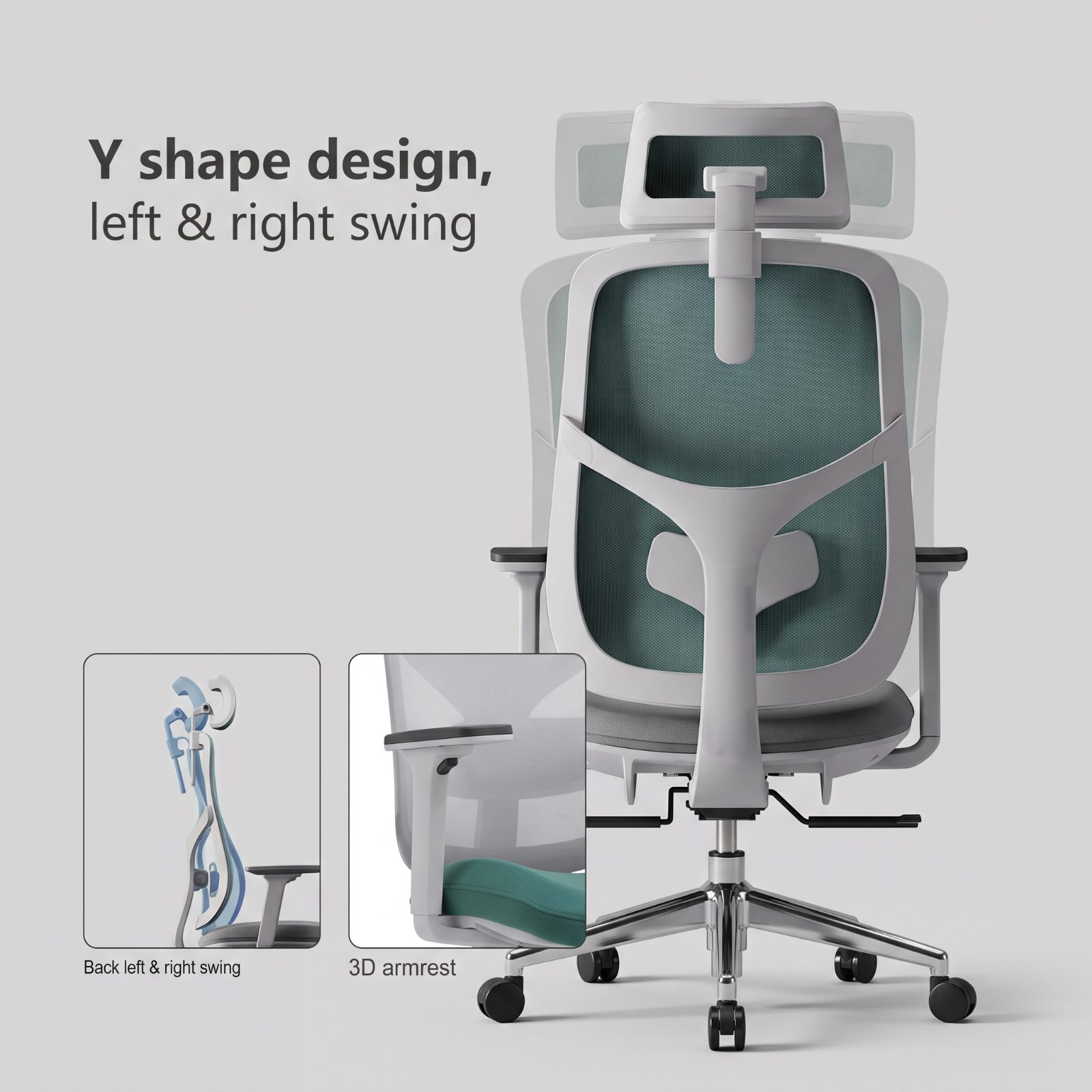 TANBURINS Office Chair — Light Grey / Green Seat Nylon Office Chair - photo 3
