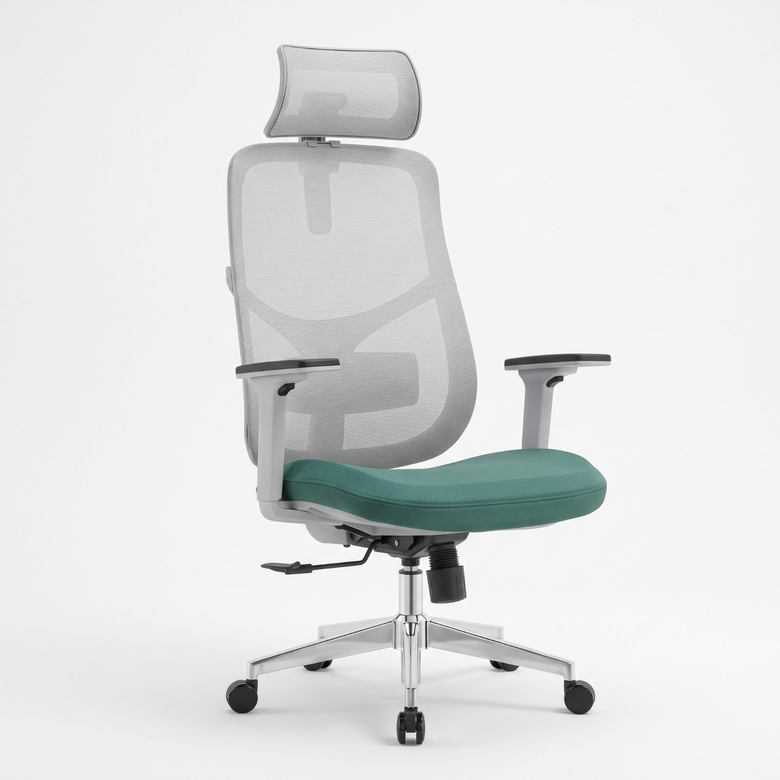 TANBURINS Office Chair — Light Grey / Green Seat Nylon Office Chair