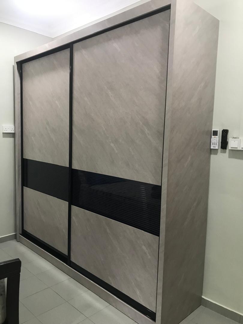 White Cream - Sliding Door Wardrobe — White Cream - Black Trim Melamine Wardrobe - customer photo 1