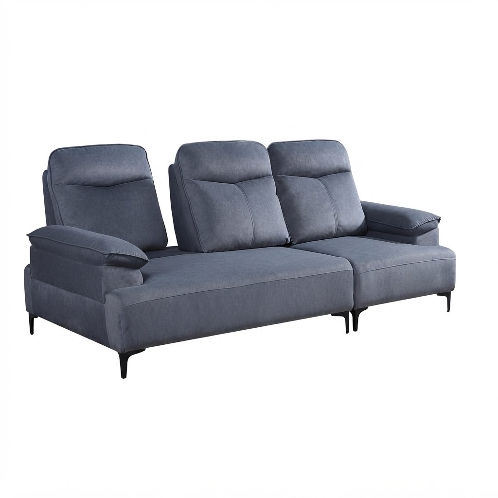 ZANDA - 3Seater PushBack Sofa — Dark Grey Wooden Frame 3 Seater Sofa